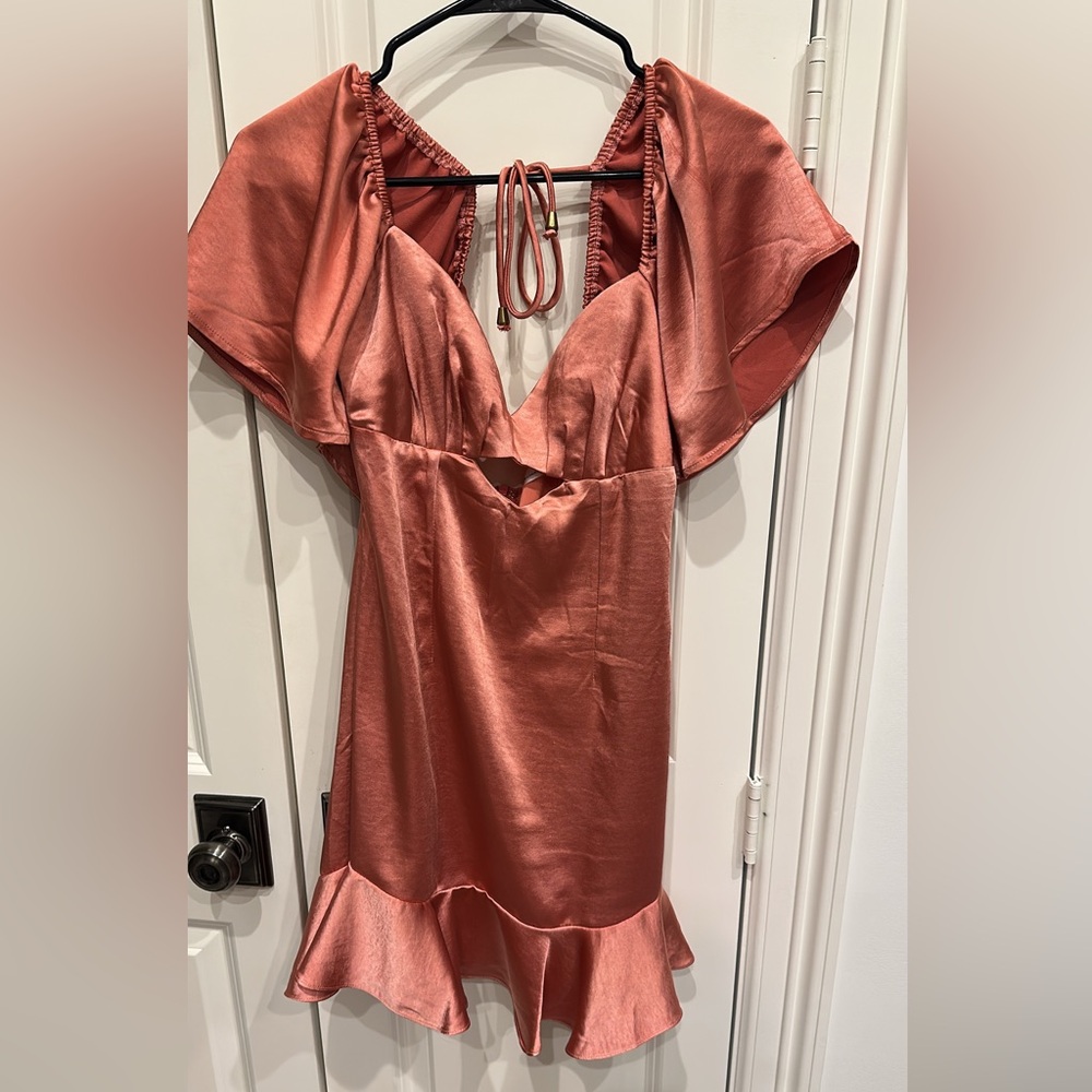 Elegant Coral Satin Dress